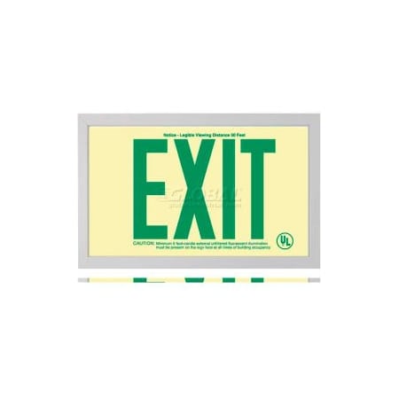 American Permalight Rigid Plastic `Green' Exit Sign Inside Silver-Colored Brushed Aluminum Frame 600126